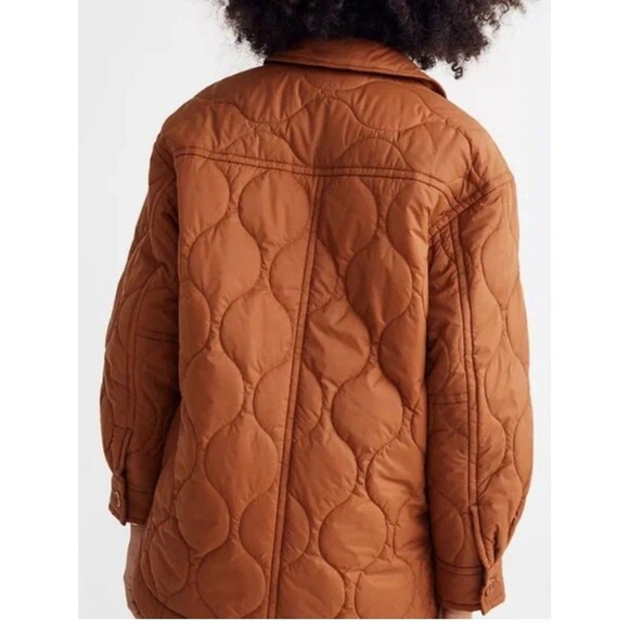 Madewell Air Puff Quilted Shirt Jacket Warm Coffee Rust Orange XL New NWT Coat - Picture 3 of 14
